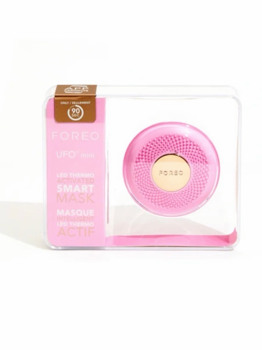 FOREO UFO Mini Smart Mask Device in Pink with Gold Center